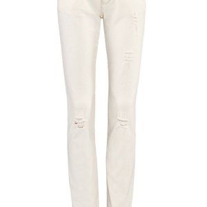Cabi Style #5089 Size 8 White Distressed Slim Boyfriend Jeans Excellent Cond